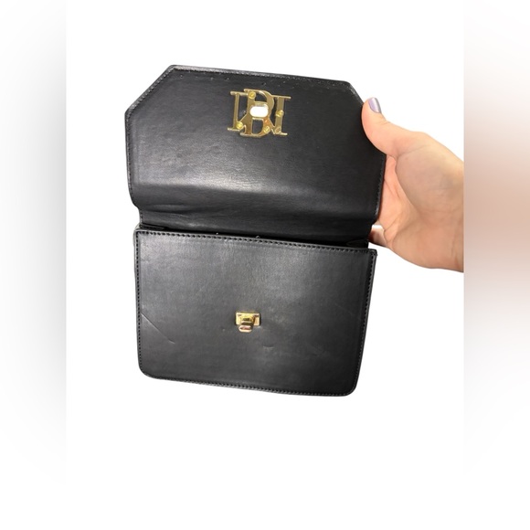 Badgley Mischka Black and Wine Double Crossbody Bag with Pearls - Picture 6 of 13